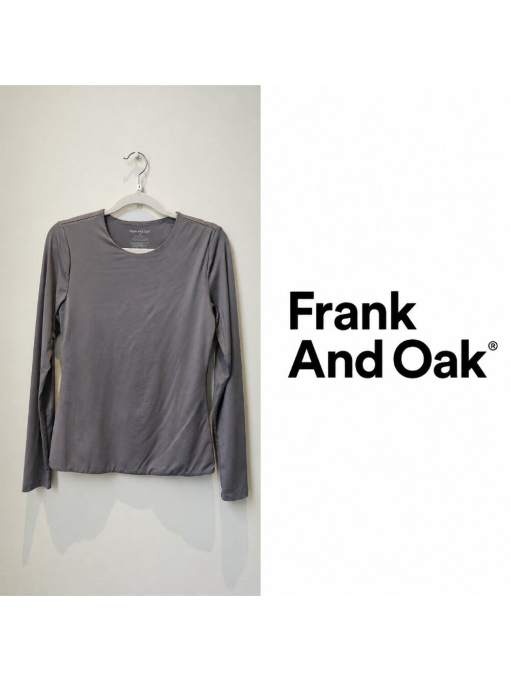 FRANK & OAK Grey Long Sleeve Performance Top ~Small